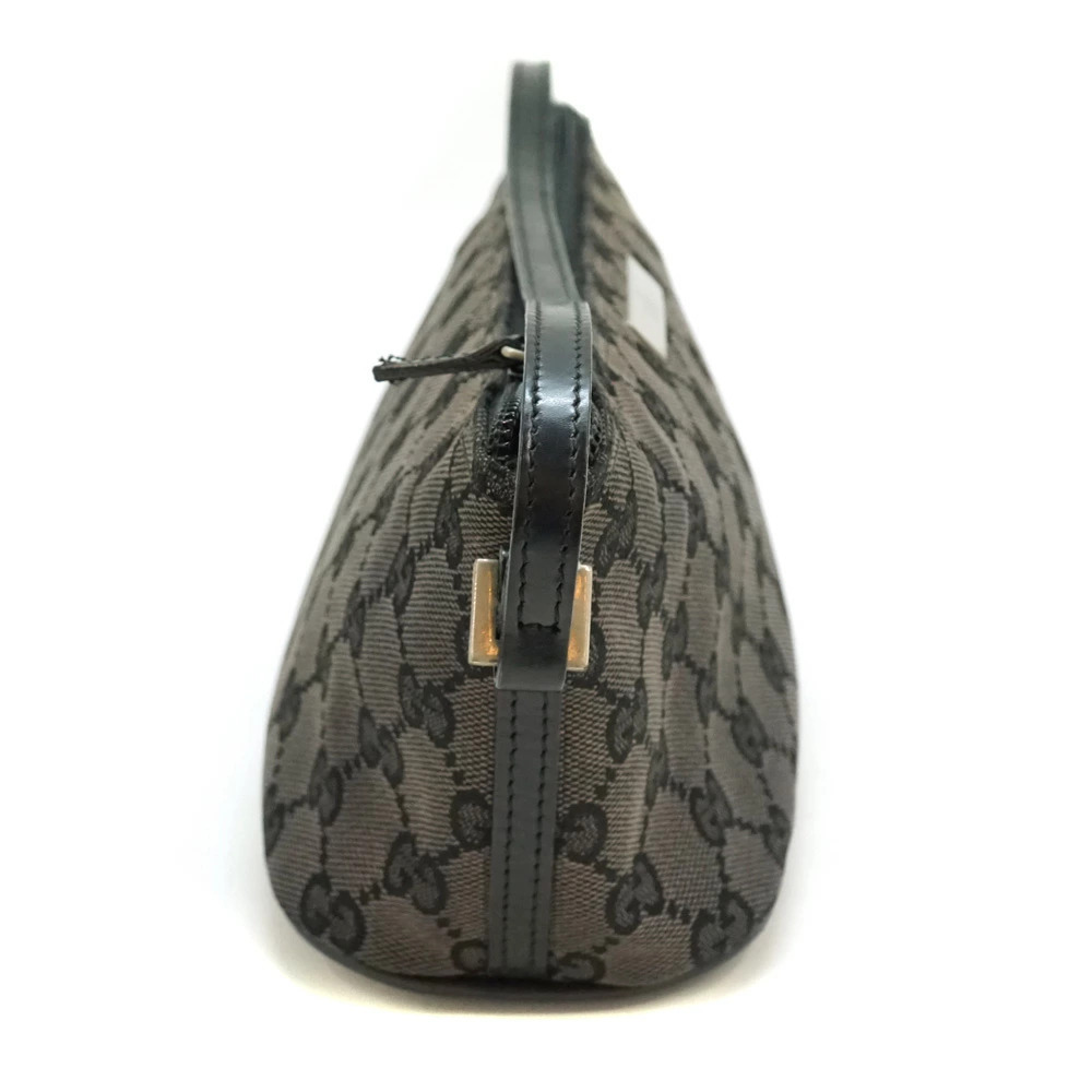 GUCCI Clutch GG Canvas Leather Black Gray Cosmetic Case Handbag - Picture 4 of 8